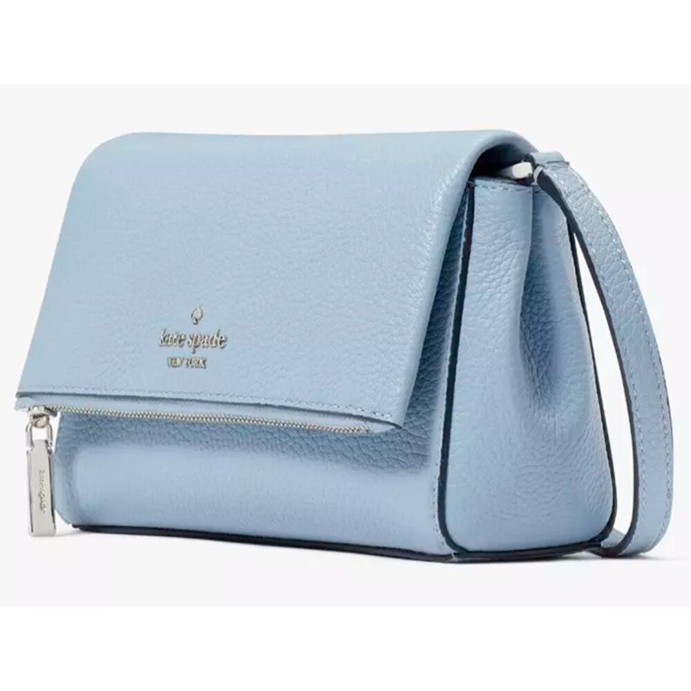 S Kate Spade Leila Mini Zip Crossbody Bag Blue Leather Purse KE487 NWT $329 - Picture 1 of 9